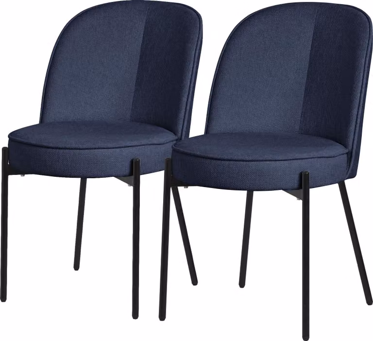 ML-Design sedie per sala da pranzo set di 2 sedie da cucina in poliestere blu scuro con gambe in metallo sedia da soggiorno con schienale sedie imbottite per sala da pranzo