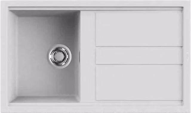 Lavello da incasso Elleci Best 400 in Granitek Bianco con 1 vasca, L: 86 cm, P: 51 cm