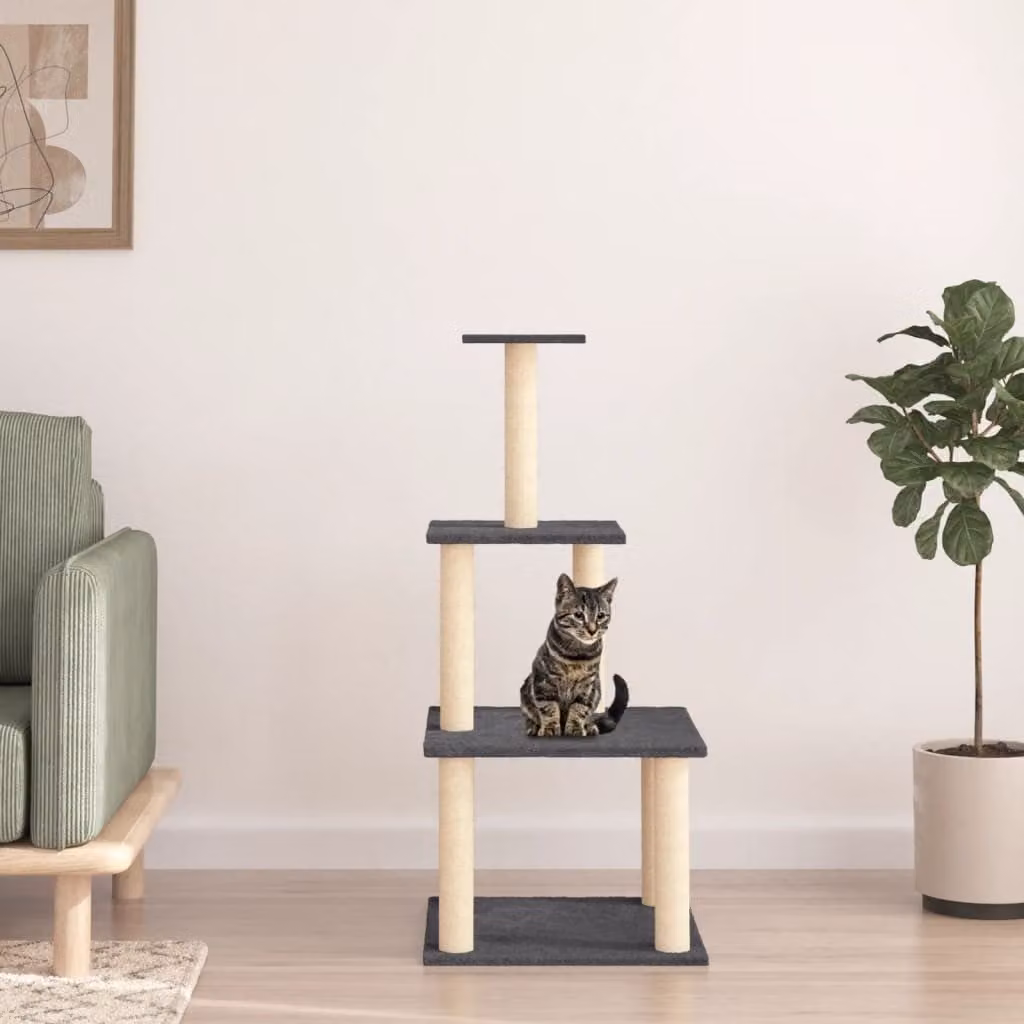 Albero per gatti vidaXL con tiragraffi in sisal sostituibile, colore grigio
