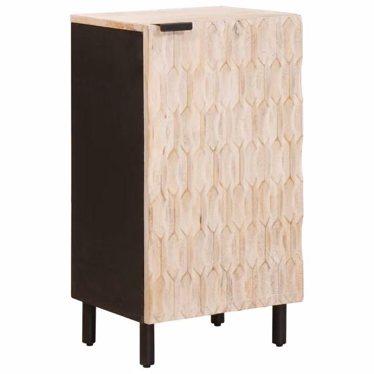 vidaXL Credenza Moderna in Legno di Mango e MDF, Colore Bianco, L 40 cm x P 33 cm x H 75 cm