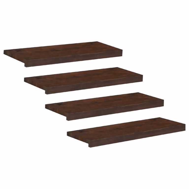 Set di 4 tappeti per scale vidaXL in legno di faggio, colore marrone, L: 80 cm, P: 25 cm, H: 2 cm