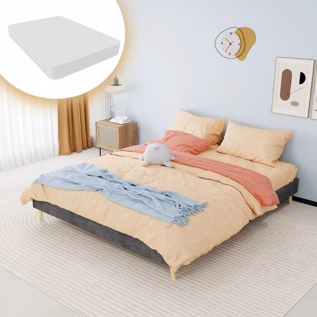 Letto Matrimoniale in Velluto ¨C MINIMAL ¨C Grigio 140x200 con Materasso
