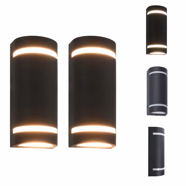 vidaXL Luci da parete per esterni 2 pezzi 35 W nero semicircolare - Illuminazione per esterni