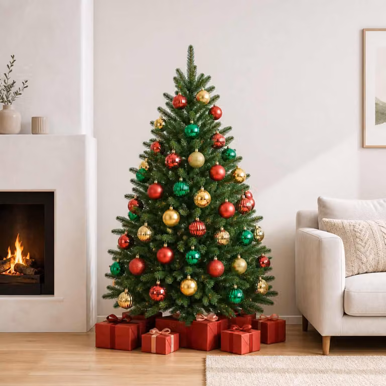vidaXL Set di Palline di Natale 50 pz Rosso, oro e verde 8 cm