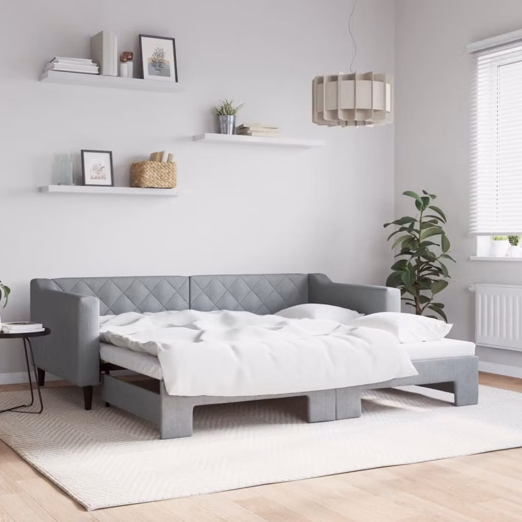 Divano Letto con Letto Estraibile vidaXL Grigio Chiaro in Tessuto