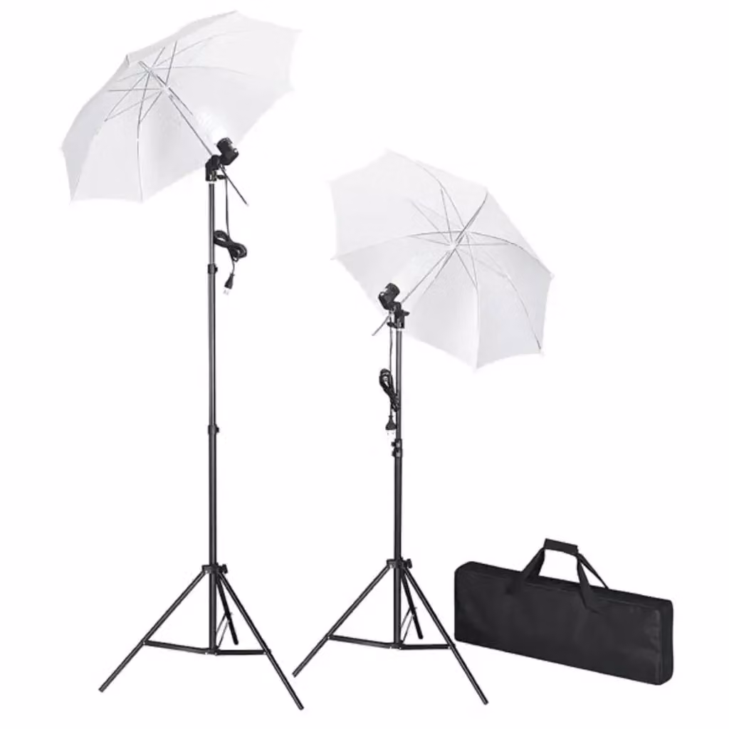 Kit Studio Fotografico vidaXL con Fondali Bianco e Nero, Luci Regolabili e Ombrelli in Tessuto – 2