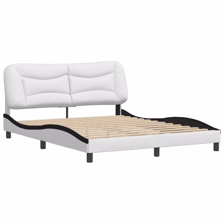 Giroletto senza Materasso Hvar Nero e Bianco 160x200 cm in Pelle finta