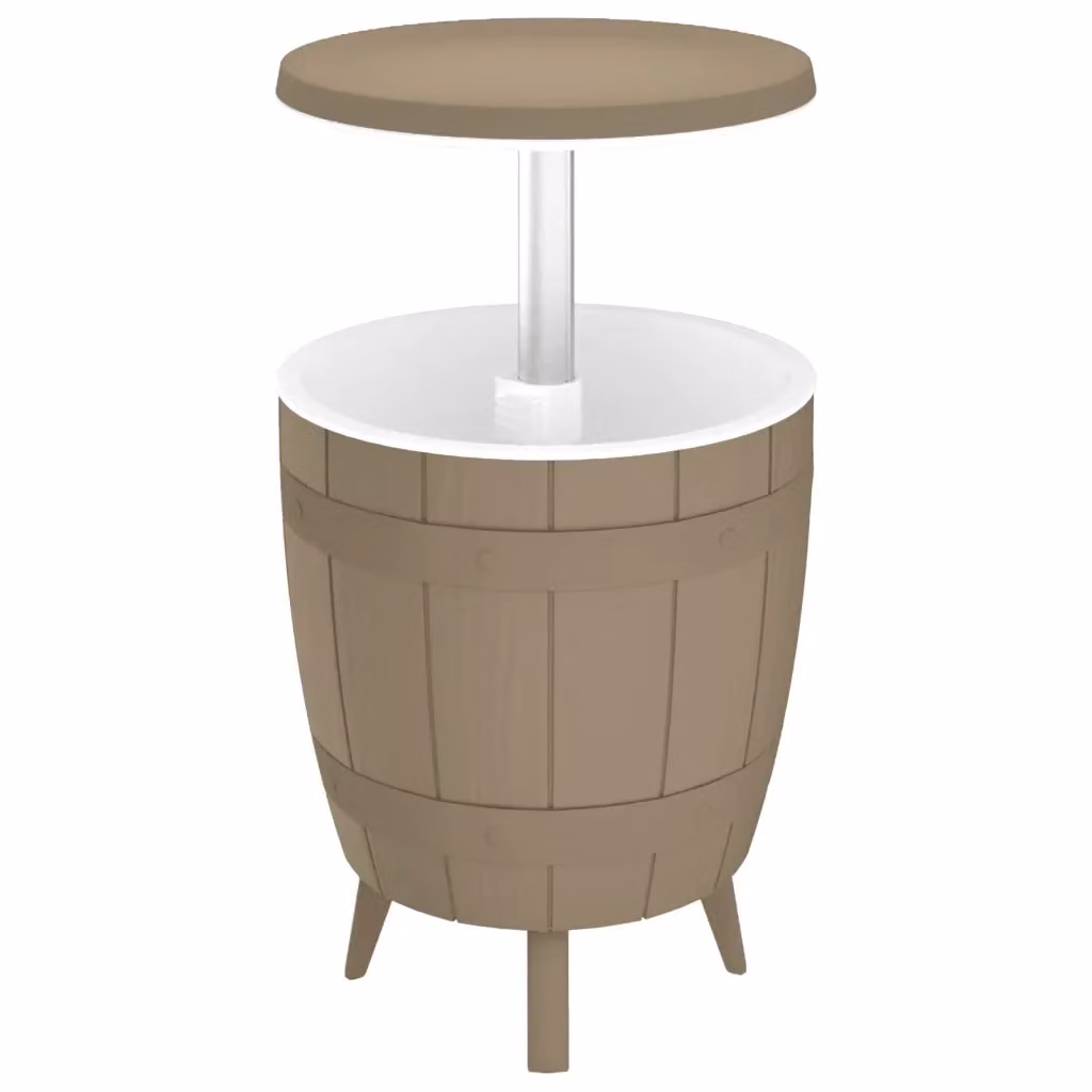 Tavolo Frigo 3 in 1 vidaXL in Plastica Marrone e Bianco per Giardino – 2