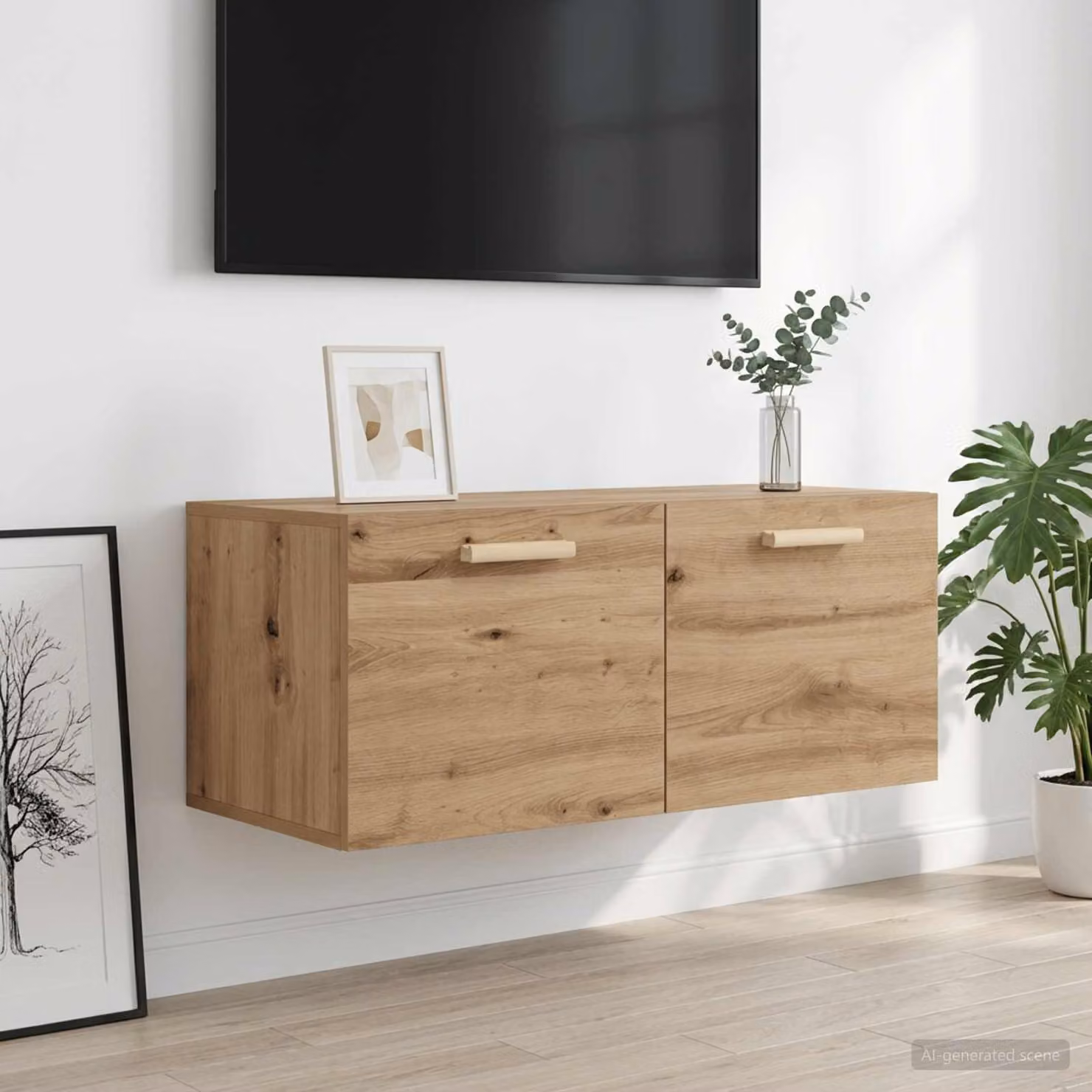 Armadietto a muro moderno vidaXL in legno marrone con ante a battente L 80 x P 36,5 x H 35 cm