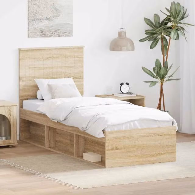 Struttura letto in pino massello vidaXL colore marrone con doghe in legno L/P/H: 190 x 80 x 200 cm