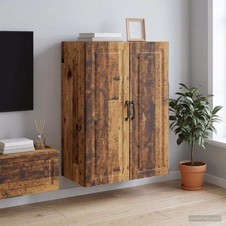 vidaXL Mobiletto a muro in legno marrone con ante a battente e ripiani regolabili L/P/H: 66 x 34,5 x 90 cm