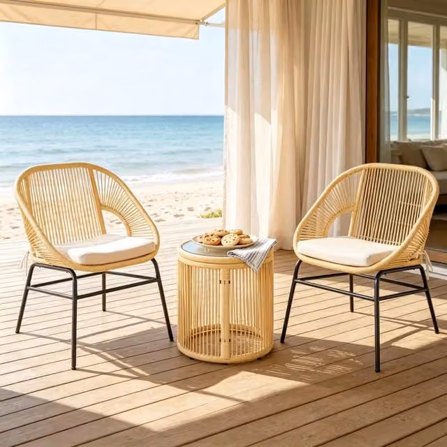 Set da salotto moderno per esterni, set di sedute compatto, set di mobili da giardino di design (include solo 2 sedie e 1 tavolo)