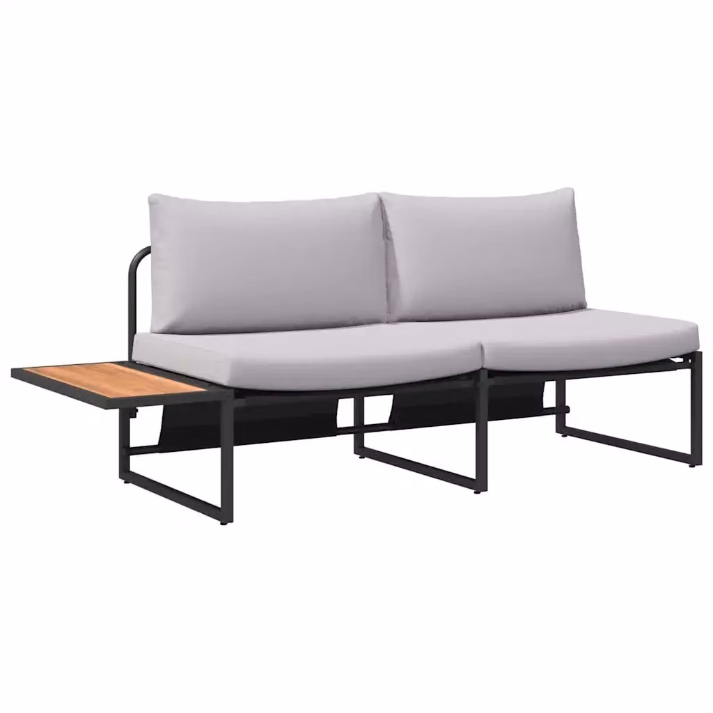 Divano da giardino moderno vidaXL in acciaio con cuscini grigio, L: 200,5 cm, P: 70 cm, H: 85,5 cm – 2