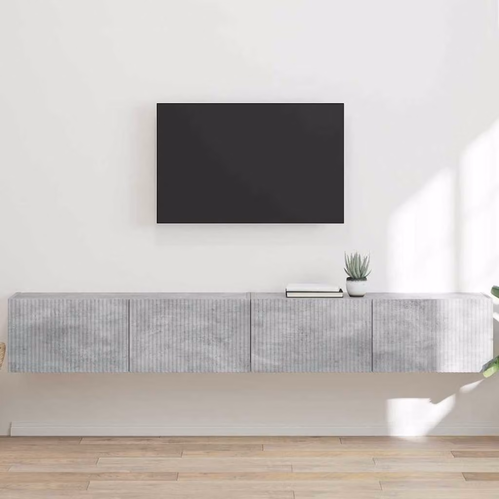 Set di 2 mobili TV da parete vidaXL moderni in legno ingegnerizzato, colore grigio cemento