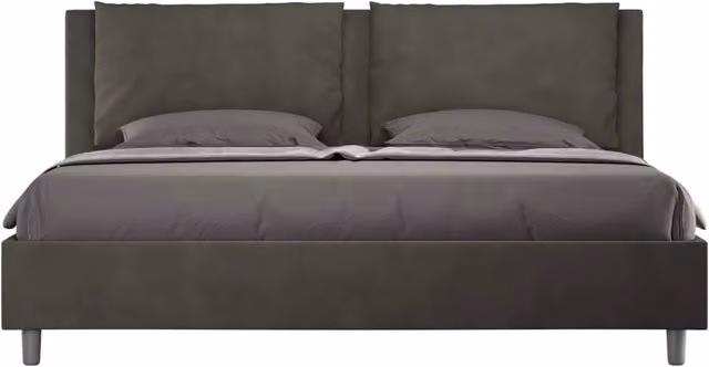 Letto matrimoniale king size senza rete imbottito 170x190 microfibra grigio Antea