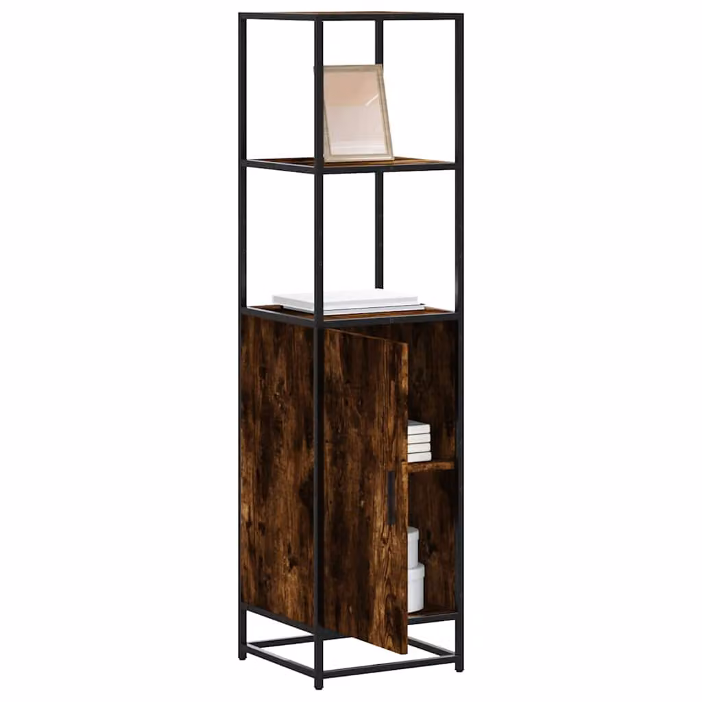 Credenza vidaXL in stile industriale con ante a battente e ripiani interni, Rovere Fumo, L/P/H: 35,5 x 35 x 139 cm