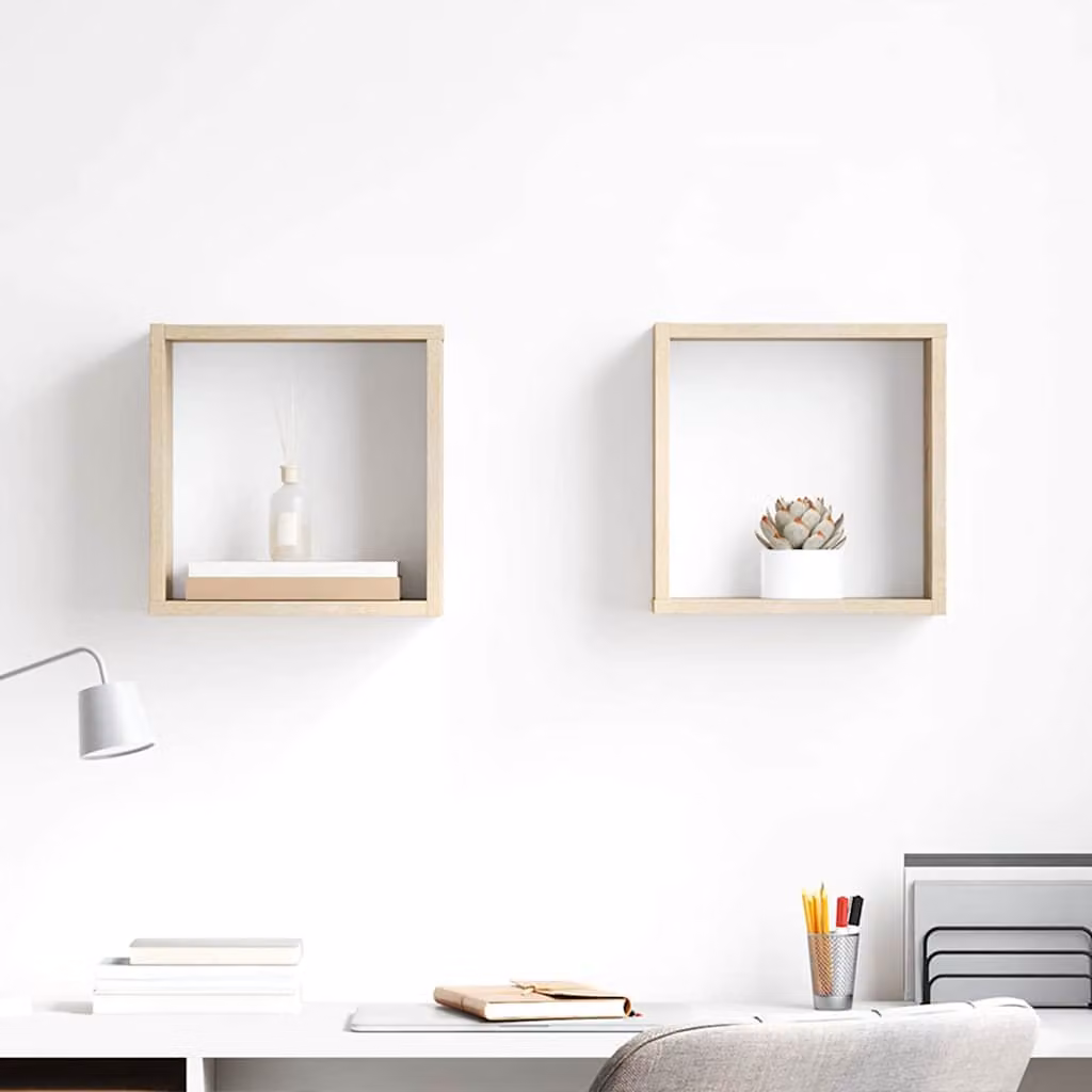 Set di 2 mensole a cubo vidaXL in legno Rovere Sonoma, design minimalista da parete, L 30 x P 15 x H 30 cm