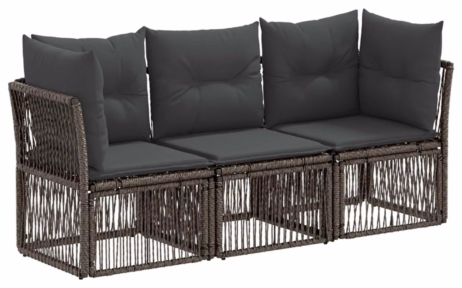 Set da giardino composto da 3 pezzi, colore grigio, realizzato in rattan sintetico