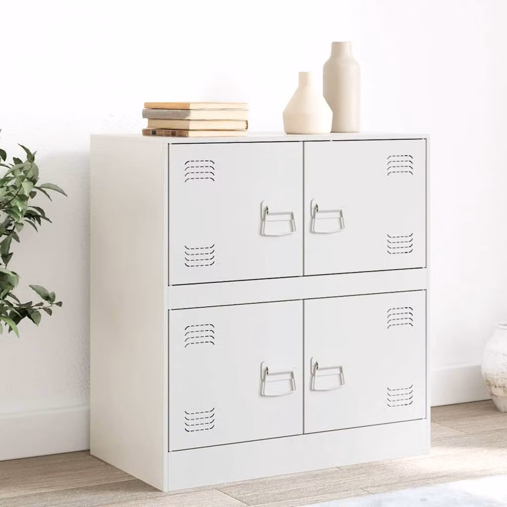 Credenza moderna vidaXL in metallo e MDF, Rosa e Bianca, L: 67 cm, P: 39 cm, H: 73 cm