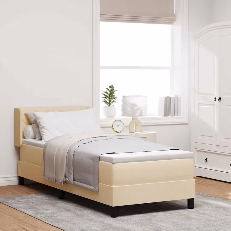 Letto a molle con testiera vidaXL in tessuto beige L: 80 cm, P: 200 cm