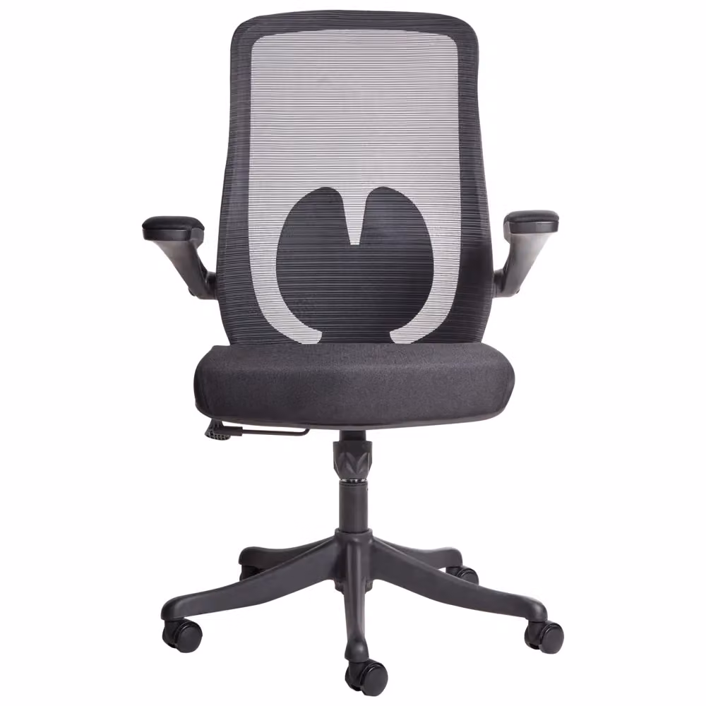 Sedia da ufficio ergonomica BELIANI nera con braccioli regolabili, base girevole a 360 gradi e rivestimento in tessuto, stile moderno per casa e ufficio, H 109 x L 63 x P 49 cm – 2