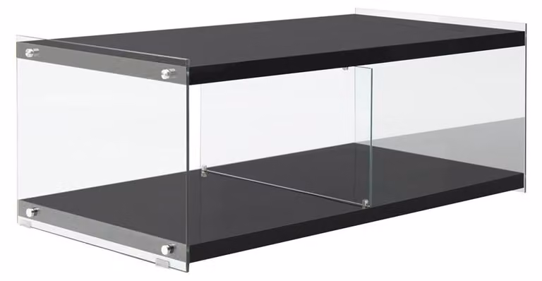 Padiro - Mobile TV - 120 x 60 x 45 cm - Nero - Rettangolare - MDF e vetro temperato - Con ripiani