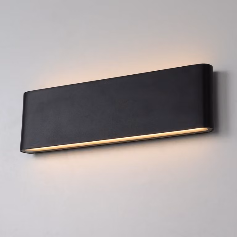 Lampada a parete LED, 20W, 2700K, nera, grado di protezione IP54, alluminio, forma rettangolare