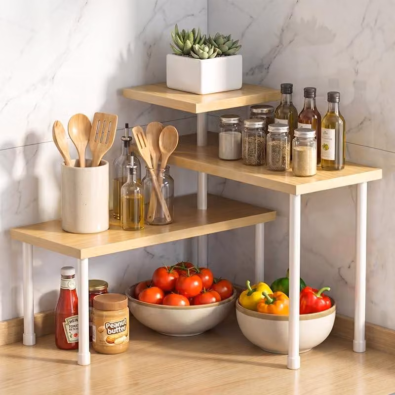 Omgoods - Scaffale angolare a 3 livelli - Scaffale da cucina regolabile per diversi usi