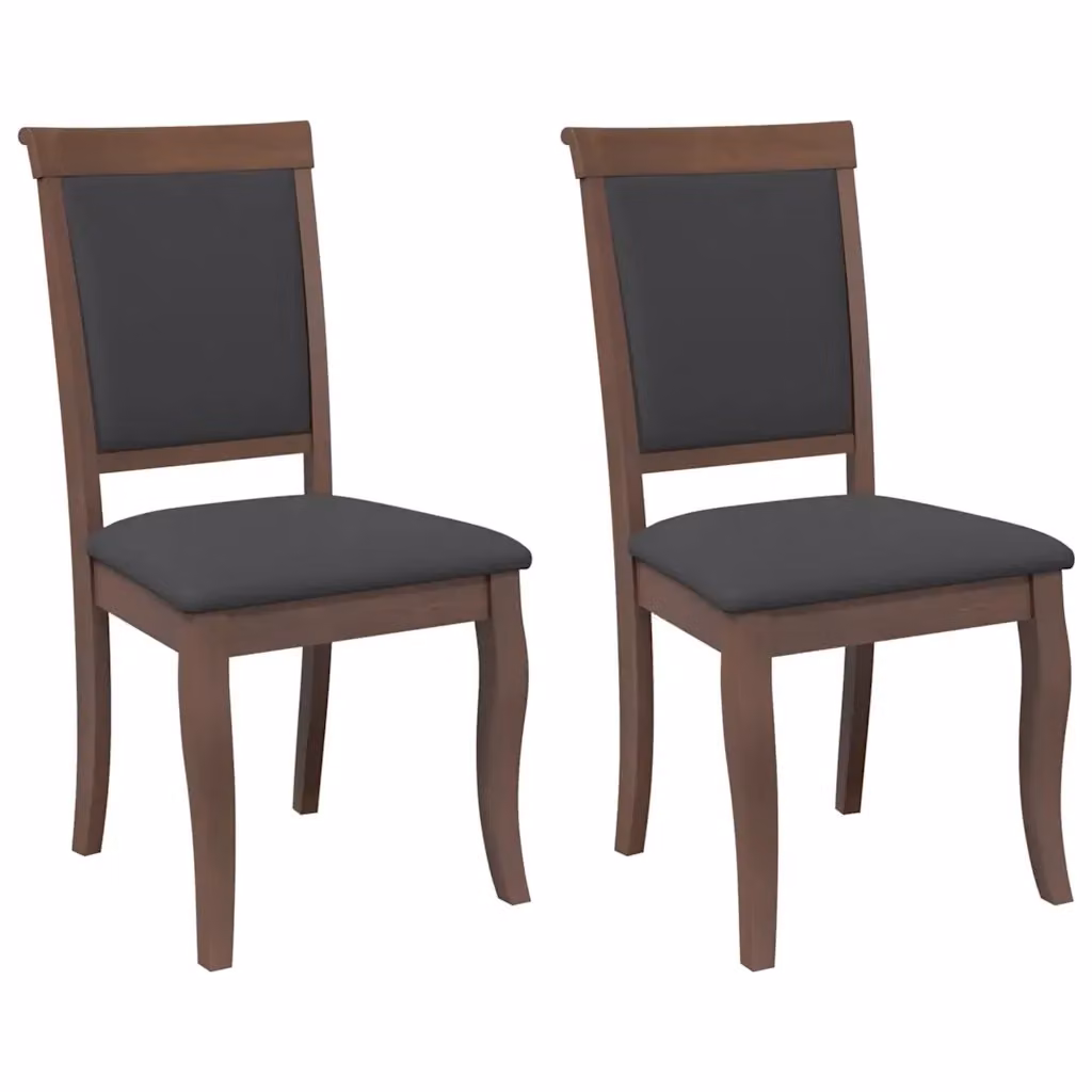 Set di 2 sedie da pranzo moderne vidaXL in legno di Hevea con cuscini in tessuto, colore marrone e nero – 2