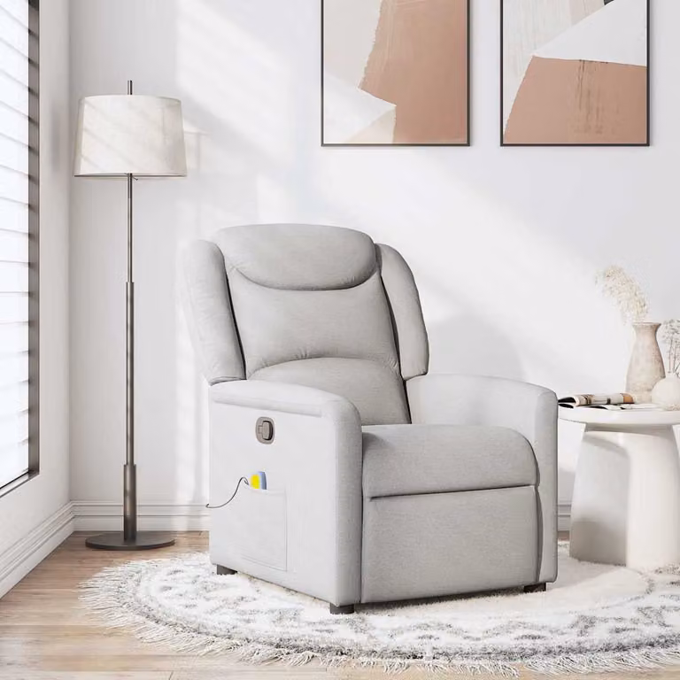 vidaXL Poltrona Reclinabile Relax in Tessuto Grigio con Braccioli e Regolazione Manuale