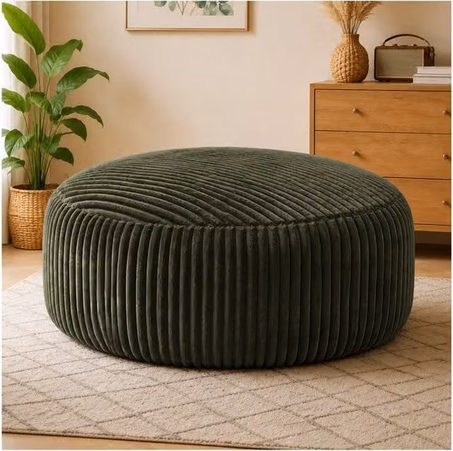 Poltrona sacco 52x43.5x31.5 cm con imbottitura in memory foam; flanella bianco e nero