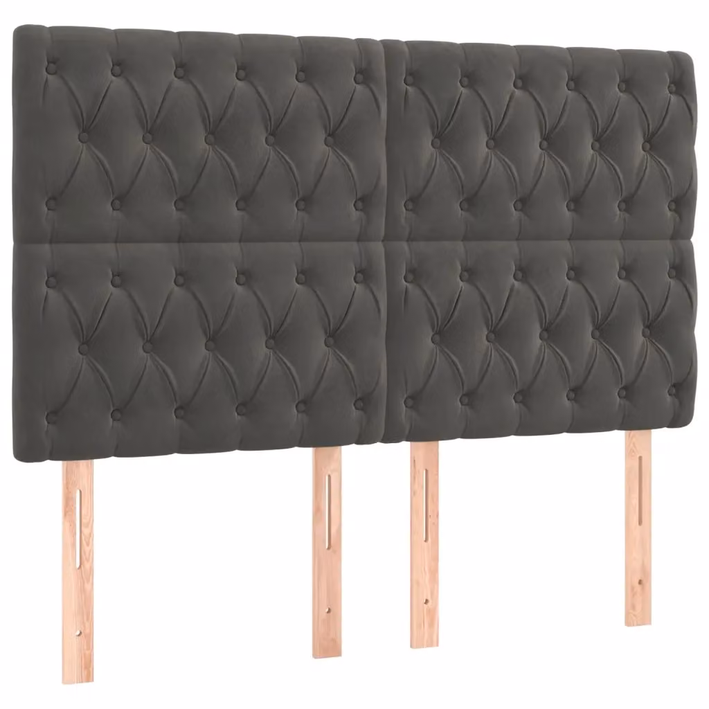 Testiera decorativa Design Mania in velluto grigio con struttura in legno di larice L: 144 cm, P: 7 cm, H: 118-128 cm – 2