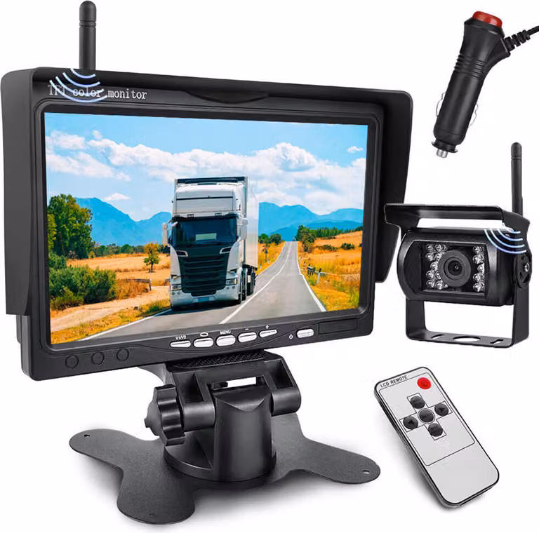 monitor da 7 pollici per il sistema di visione notturna senza fili della telecamera di backup del camion di Rv Bus, nero di vista posteriore