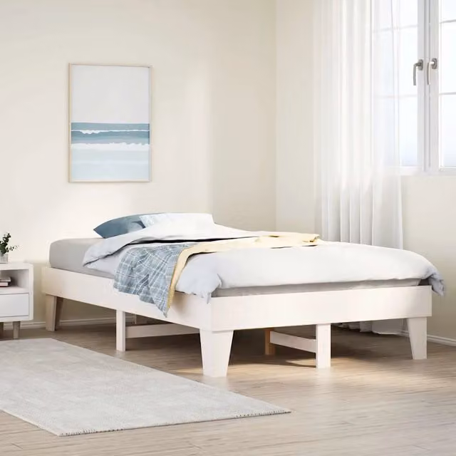 Letto senza materasso Design Mania in legno massello di pino bianco stile rustico L/P/H: 120 x 200 x 123,5 cm