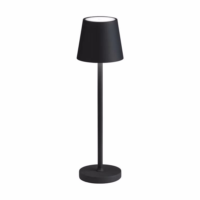 LCD Lampada da tavolo LED 5097, batteria ricaricabile IP54 dimmerabile nero, Nero, Alluminio, Moderno
