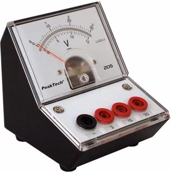 Misuratore di tensione continua analogico con indicatore a specchio - intervallo di misurazione: 0-3V / 15V / 30V