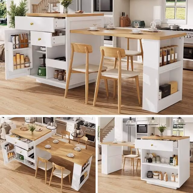 Tavolo da cucina allungabile ¨C Minimal ¨C Bianco/Nero 122,5-195,5 cm