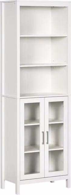 Colonna bagno con 2 ante in vetro e 3 ripiani ¨C Xylo ¨C Bianco 53x30x162 cm
