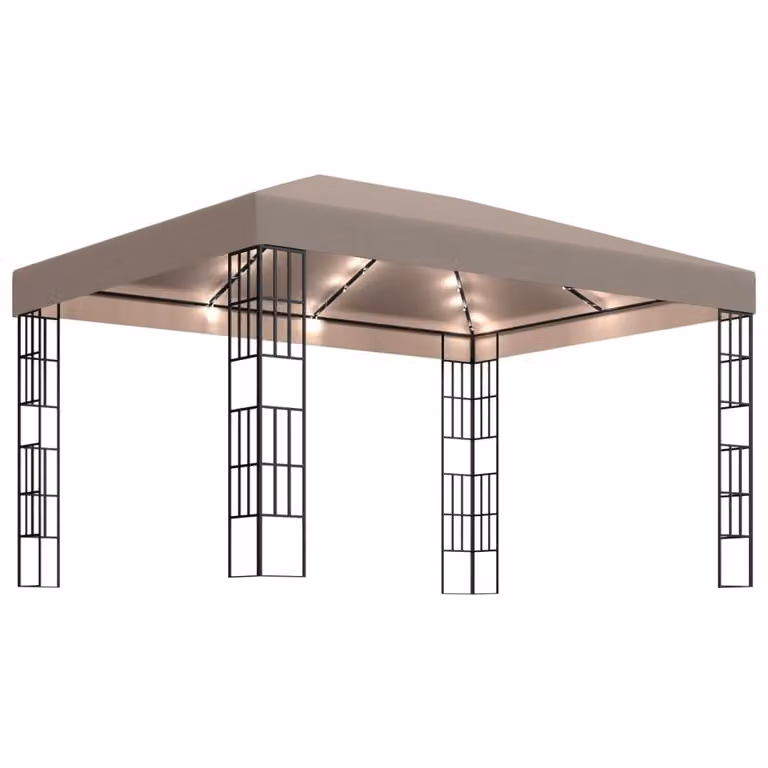 Padiglione con luci LED 4x3 m Taupe