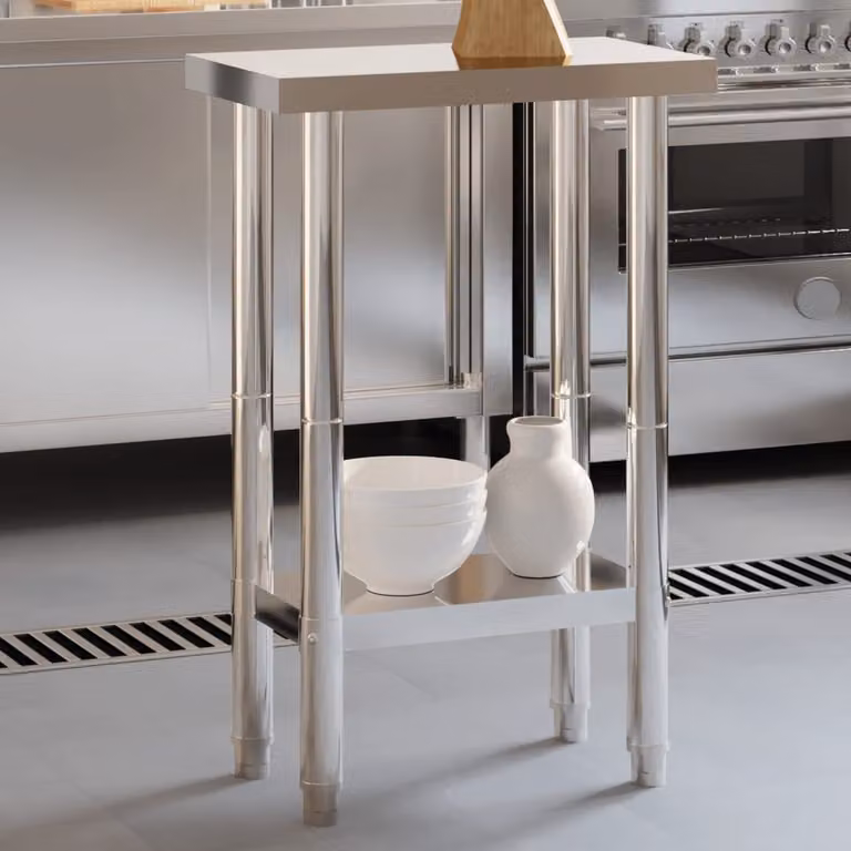vidaXL Tavolo da cucina moderno in metallo argento, L/P/H: 55 x 55 x 85 cm