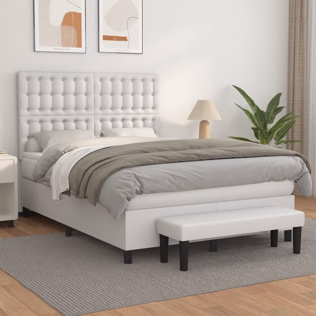 Maison Exclusive - Letto boxspring con materasso bianco 140x190 cm in ecopelle