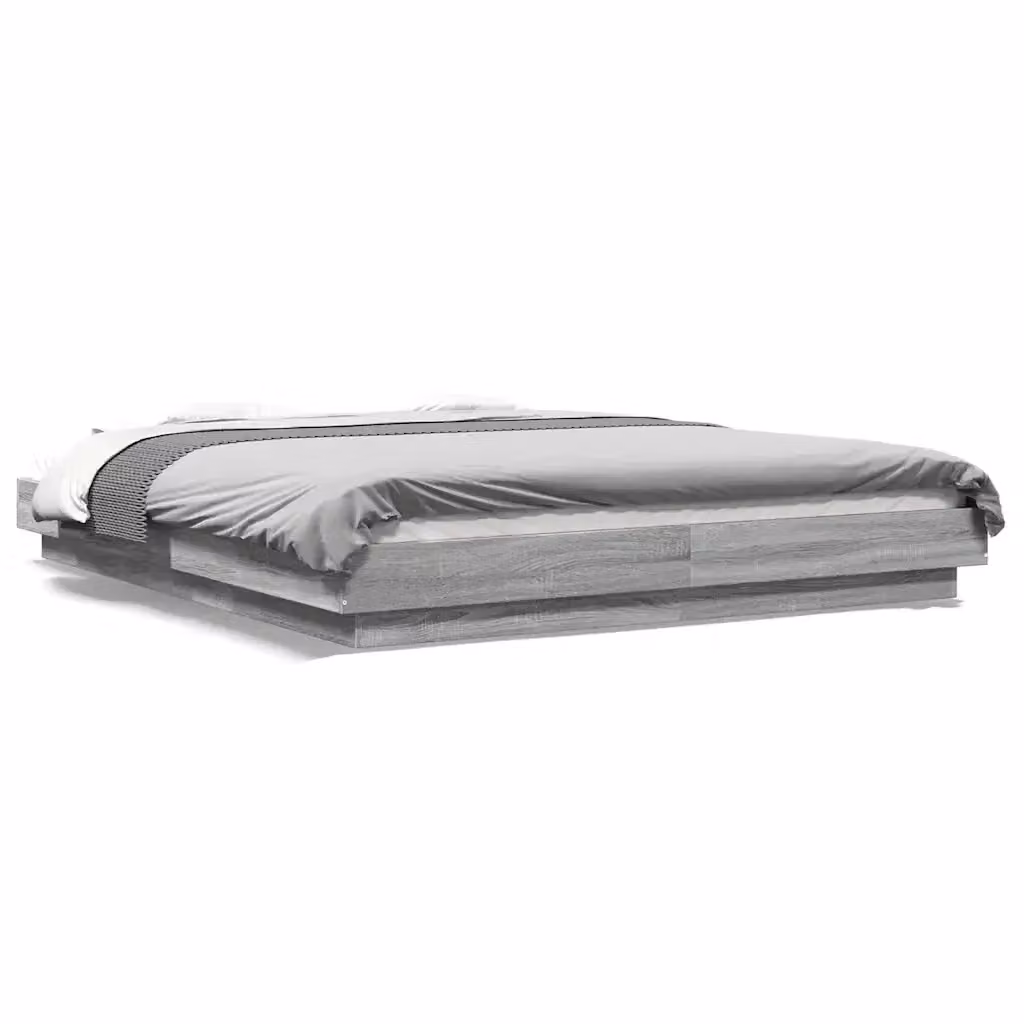 Giroletto vidaXL con Luci LED e Porte USB Grigio Sonoma, L/P: 160 x 200 cm – 2