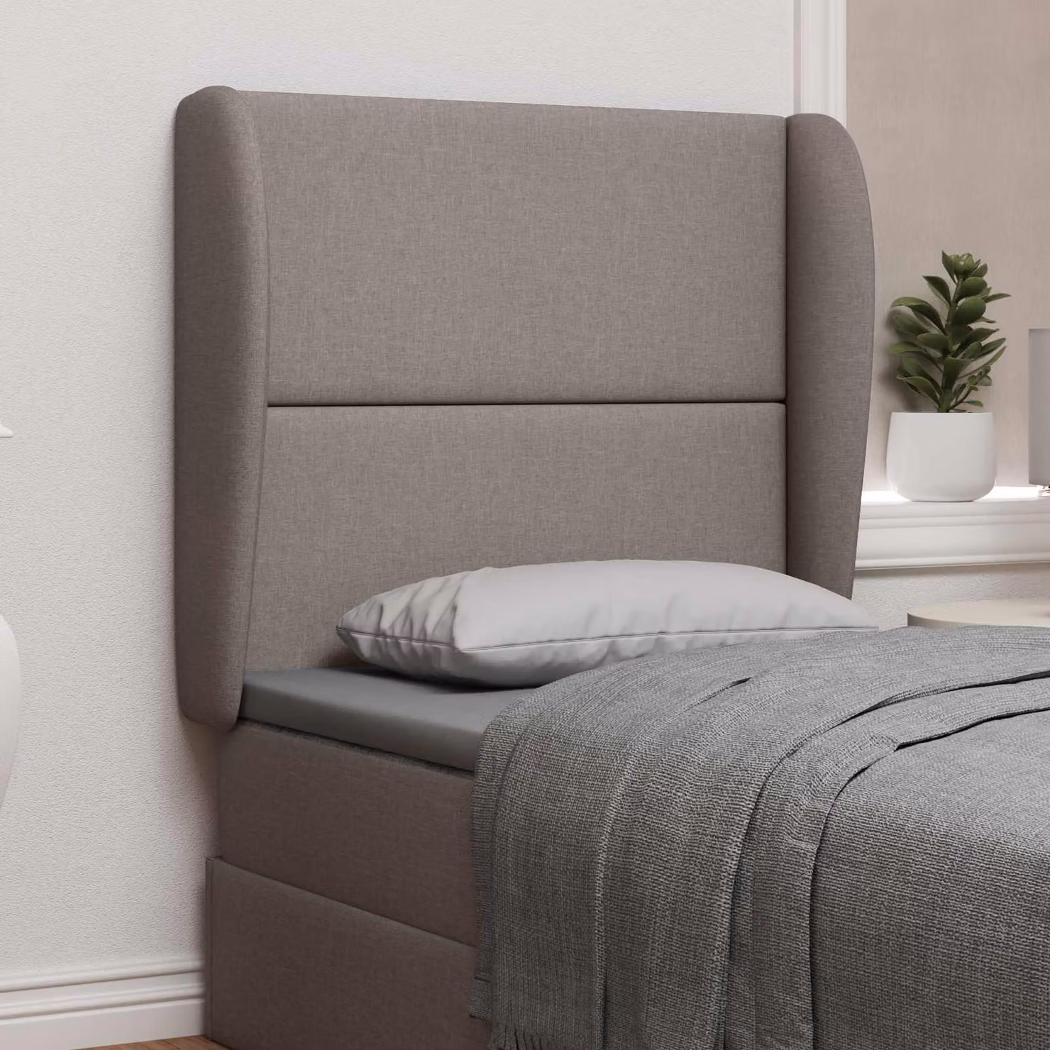 Testata del letto imbottita moderna vidaXL in tessuto beige e grigio