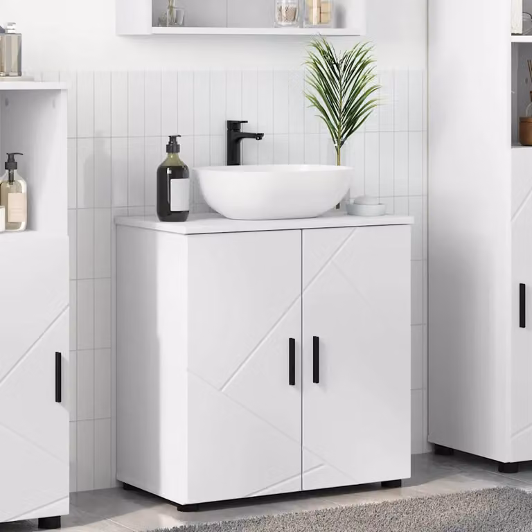 Mobile da bagno moderno vidaXL bianco con ante a battente L: 61 cm, P: 35 cm, H: 64 cm