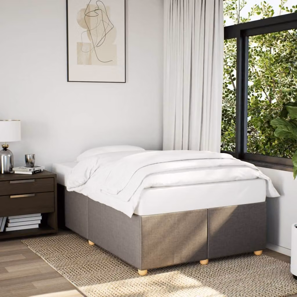 vidaXL Giroletto senza Materasso in Tessuto Tortora L/P/H: 120 x 200 cm – 1