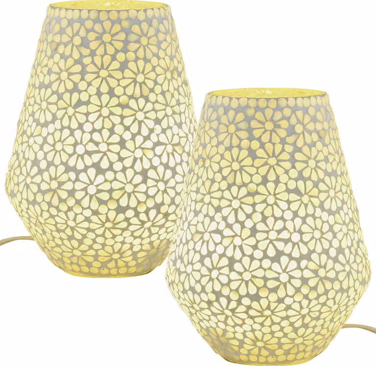 2er Set Boho Decorazione da Tavolo Lampada da Comodino Mosaico Lampada Luce