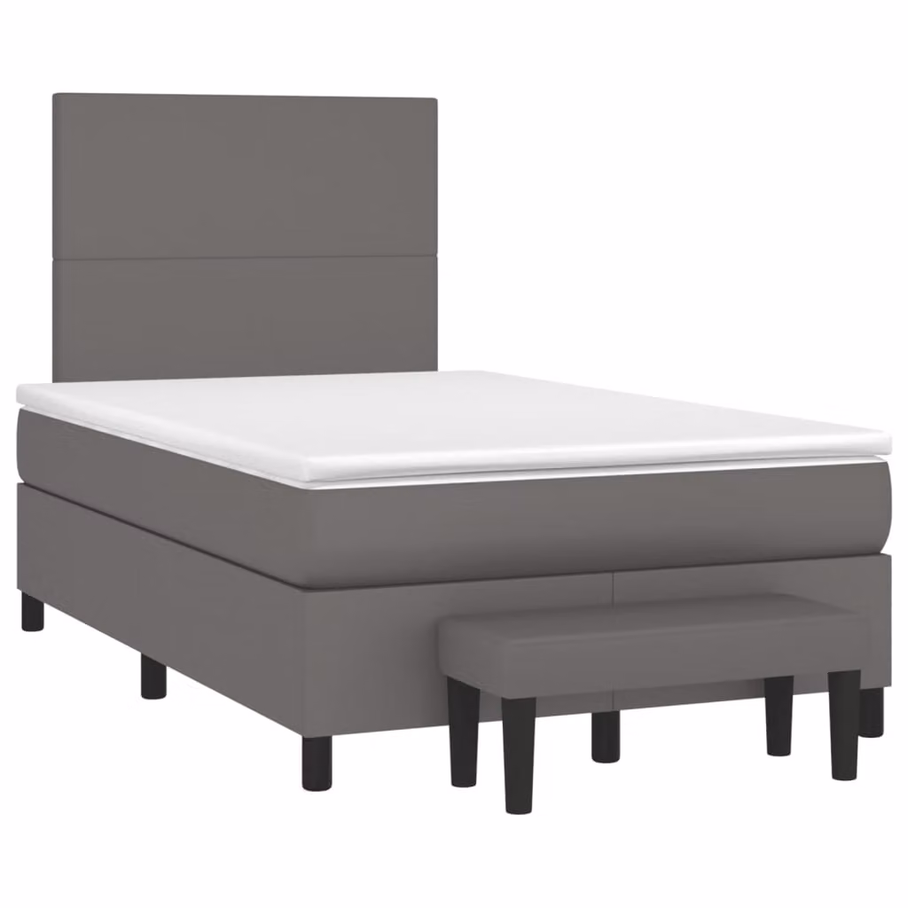 vidaXL Giroletto a Molle con Materasso in Similpelle Grigio e Bianco L/P/H: 120 x 200 cm
