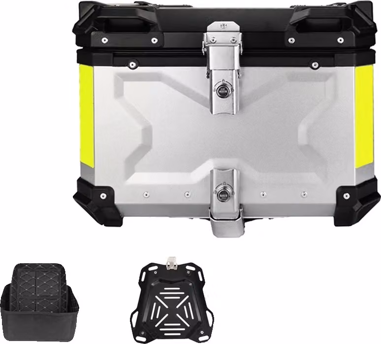 Portapacchi posteriore per moto, alluminio impermeabile, opzioni 45L/55L/65L, 45L X Silver