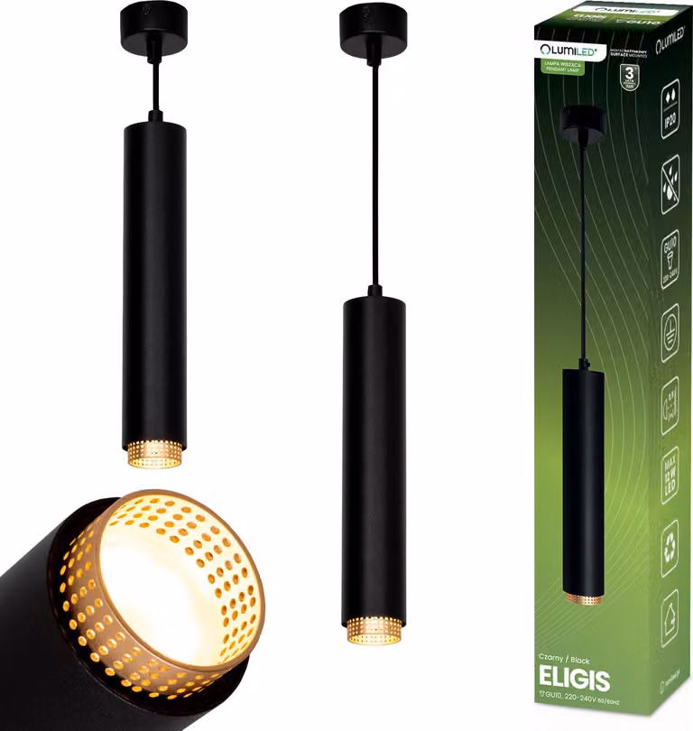 LUMILED, lampada a sospensione a 1 luce, lampada a sospensione regolabile in altezza, massima altezza 169 cm, attacco GU10, 230V, massimo 12W. Lampada a sospensione moderna, ideale per illuminare il tavolo da pranzo, adatta anche per il soggiorno. Colore: