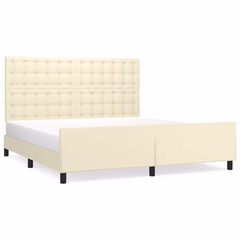 Letto con giroletto e testiera vidaXL in similpelle beige L/P/H: 180 x 200 x 128 cm
